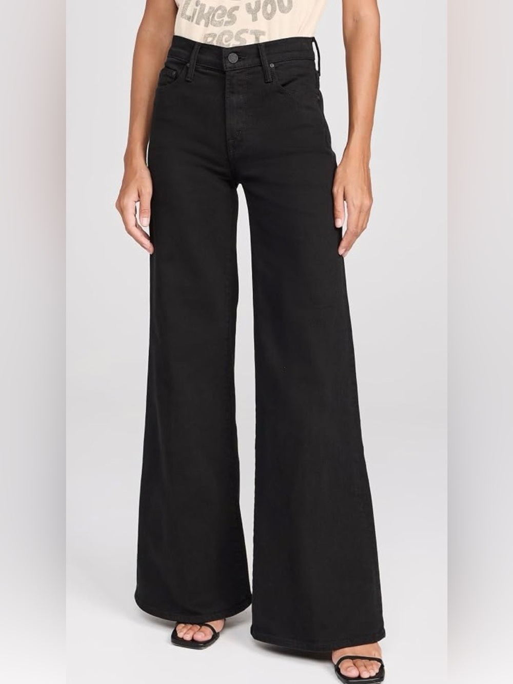 MOTHER The Twister Sneak Pitch Black Wide Leg Jeans Size 29